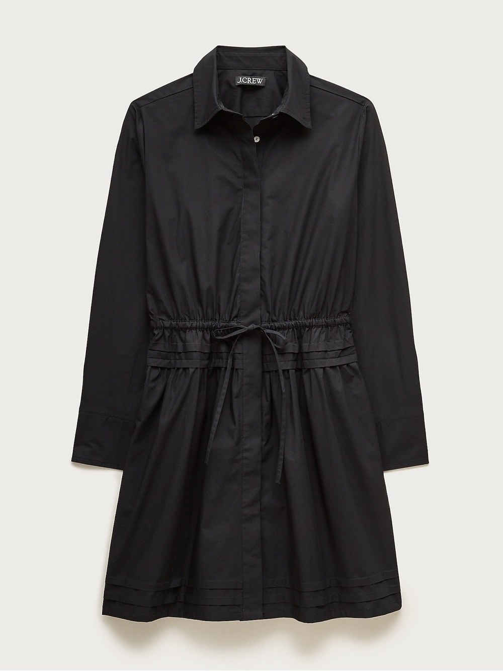 NWT J. Crew Elena Black Mini Shirt-dress Size 20 Cotton Drawstring Pockets